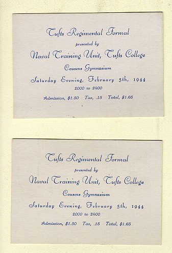Tickets to Tufts College Regimental Formal