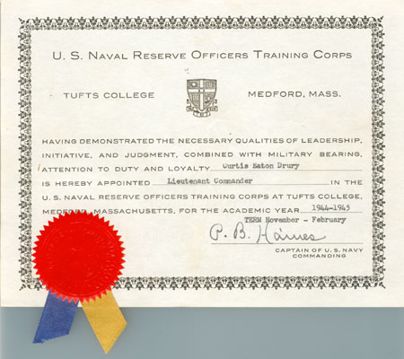 Certificate from the U.S. NROTC