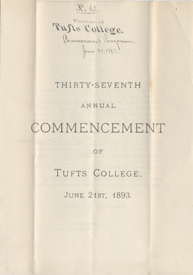 1893 Commencement Program front page