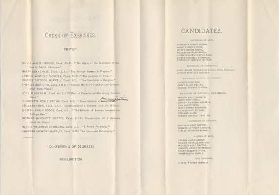 1893 Commencement Program