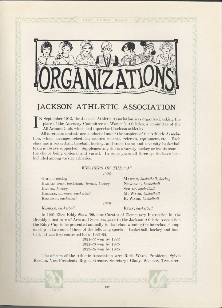 Athletic Association information from Jumbo 1925