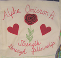 Alpha Omicron Pi Patches for Peace quilt block