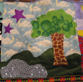 Tree, stars, and pond Patches for Peace quilt block